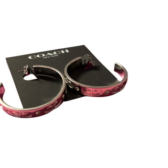 COACH Silver Signature Hoop Earrings (NWT) & Coach Signature Coach Bangle (Used) - Picture 4 of 7